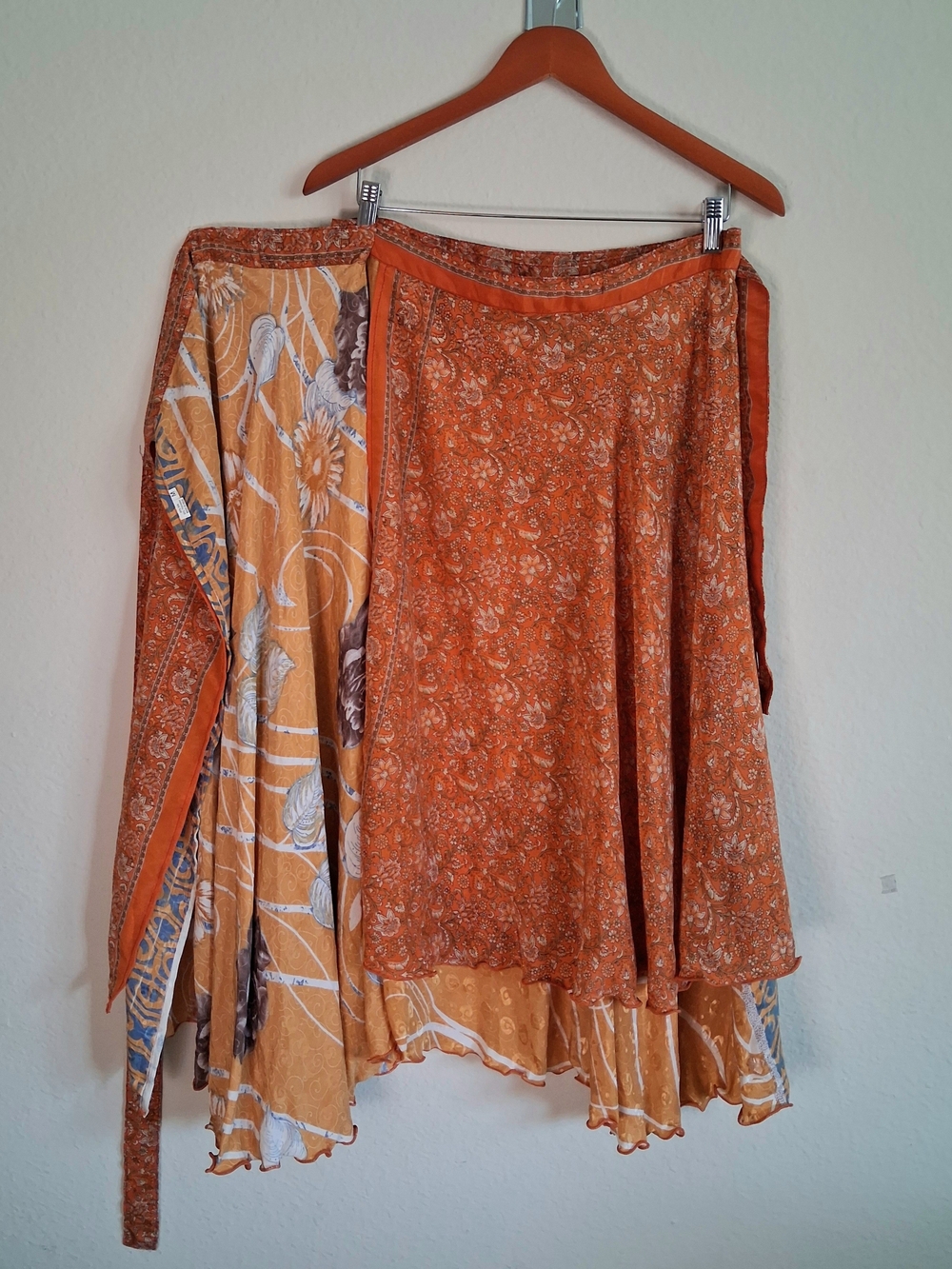 Vintage Women's Kariza Orange Paisley Layered Wrap Skirt - Picture 11 of 12